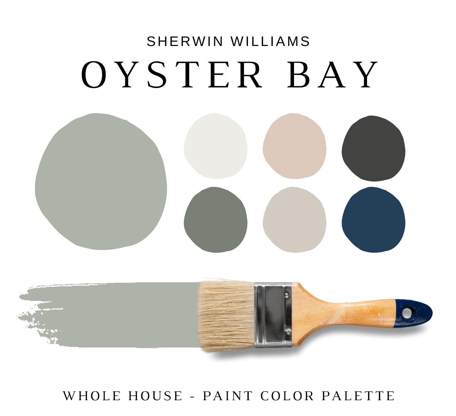 Sherwin Williams OYSTER BAY Color Palette, Coastal Paint Colors, Blue