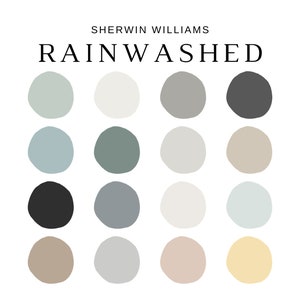 Sherwin Williams RAINWASHED Color Palette, Beach House Colors, Coastal Farmhouse Paint Palette, Coastal Color Scheme, Coordinating Colors image 2