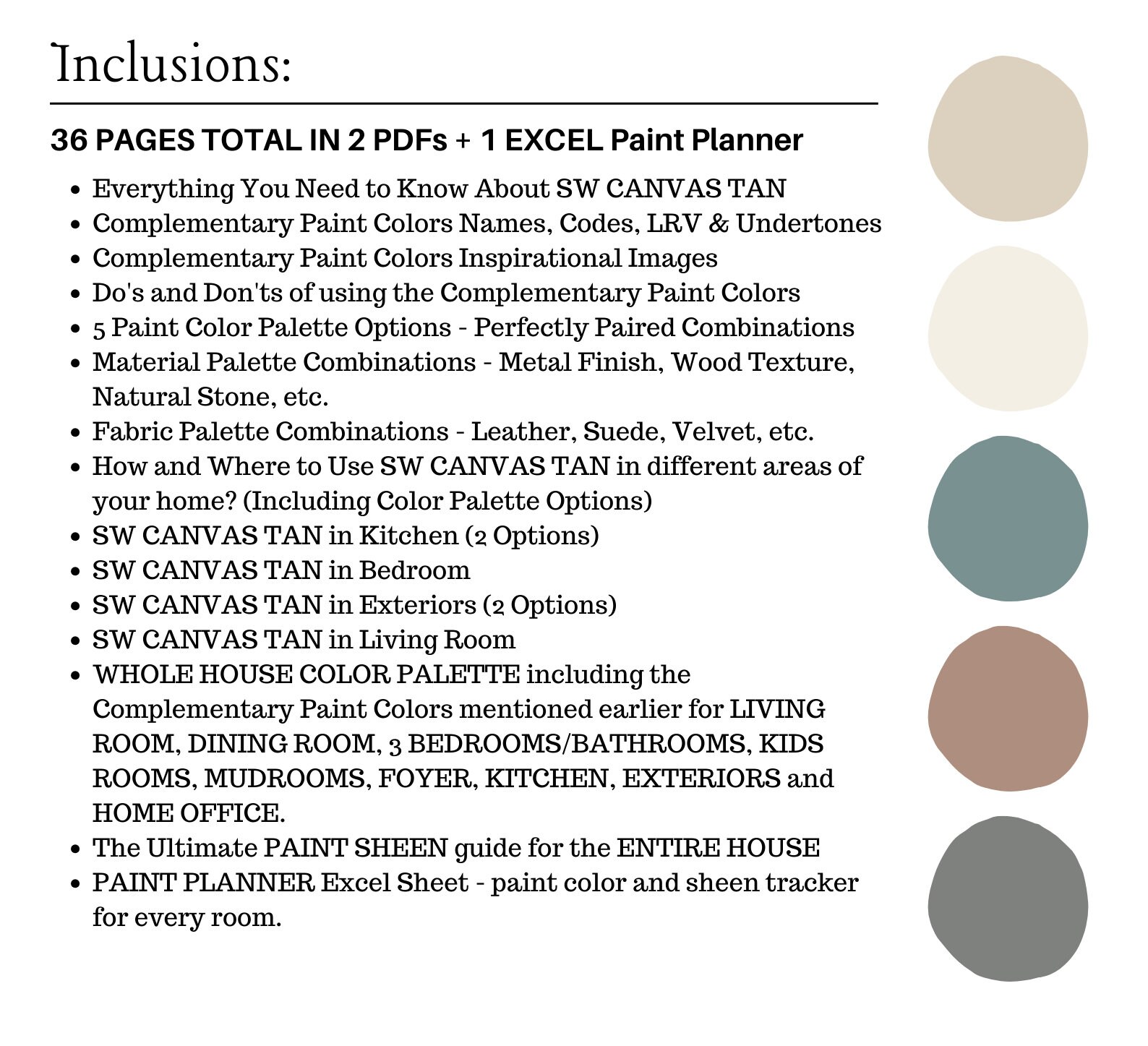 Sherwin Williams CANVAS TAN Coordinating Colors, Canvas Tan Paint