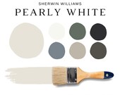 PEARLY WHITE Sherwin Williams Color Palette, Pearly White Paint,  Modern Interior Home, Whole House Palette, Wall Paint, Off White Cozy Home