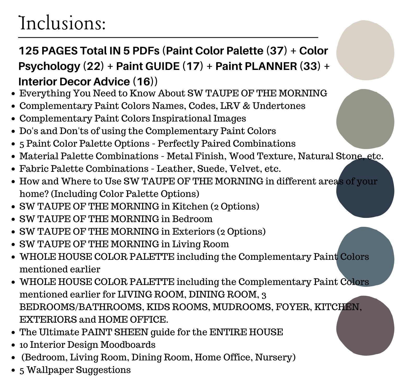 Sherwin Williams TAUPE of the MORNING Color Palette, Taupe of the ...