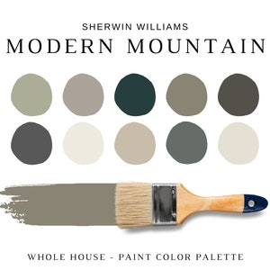 MODERN MOUNTAIN Sherwin Williams Color Palette, MOUNTAIN House Neutral Interior Paint Colors, Sherwin Williams Mountain Palette, Lake House