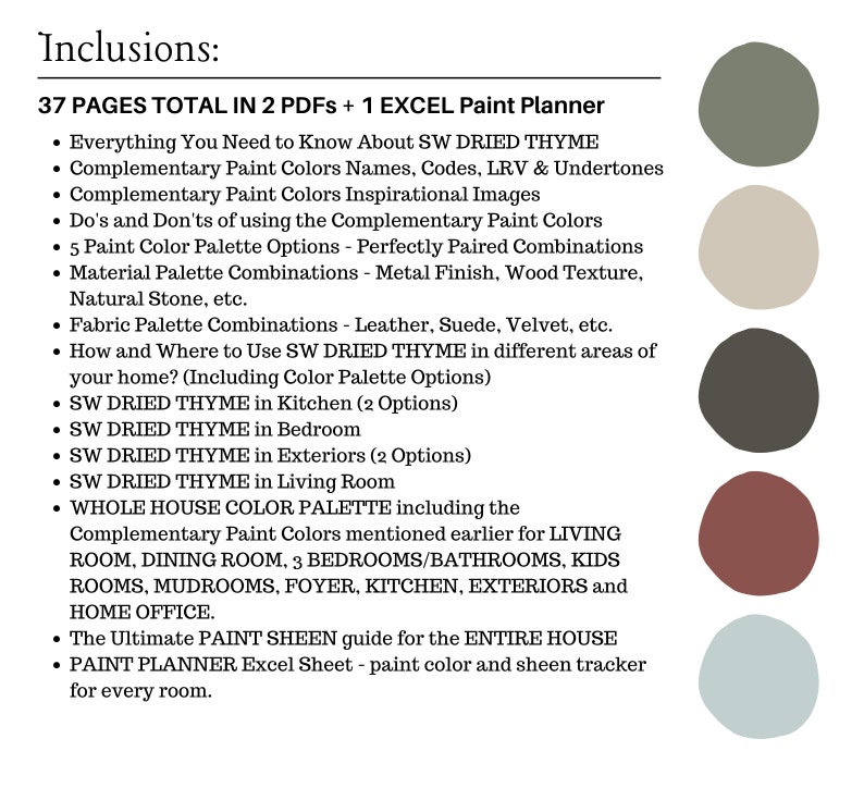 Sherwin Williams DRIED THYME Color Palette, Dried Thyme Complementary