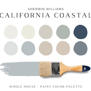 CALIFORNIA COASTAL Sherwin Williams Color Palette, Sherwin Williams Coastal Colors, BEACH House Colors, Coastal Farmhouse Paint Palette