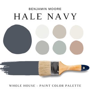 Benjamin Moore HALE NAVY Color Palettes, Benjamin Moore Navy Paint Color, Hale Navy Coordinating Colors Whole House, Chantilly Lace, HC-154