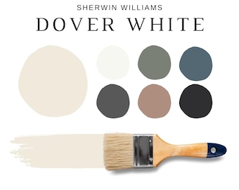 Sherwin Williams DOVER WHITE Color Palette, Warm Neutrals, Coordinating Paint for Cabinets, Rooms & Whole House, Sherwin Williams Whites