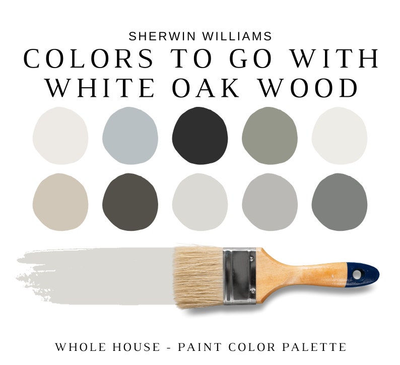 Sherwin Williams Best Neutrals For WHITE Oak Hardwood, WHITE Oak Stain, WHITE Oak Wood Colors, White Oak Cabinets, Whole House Color Scheme image 1