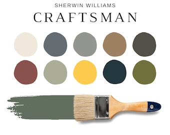 CRAFTSMAN Sherwin Williams Color Palette, CRAFTSMAN Home Paint Colors, Exterior Paint Colors, Interior Paint Colors, CRAFTSMAN Paint Palette