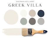 Sherwin Williams GREEK VILLA Paint Palette, Warm White Paint Colors, Sherwin Williams Best Selling Colors, SW Greek Villa for Whole House