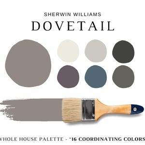 Sherwin Williams DOVETAIL Color Palette, SW Dovetail Exterior Paint Colors, Dovetail Kitchen Cabinets, SW Dovetail Coordinating Colors