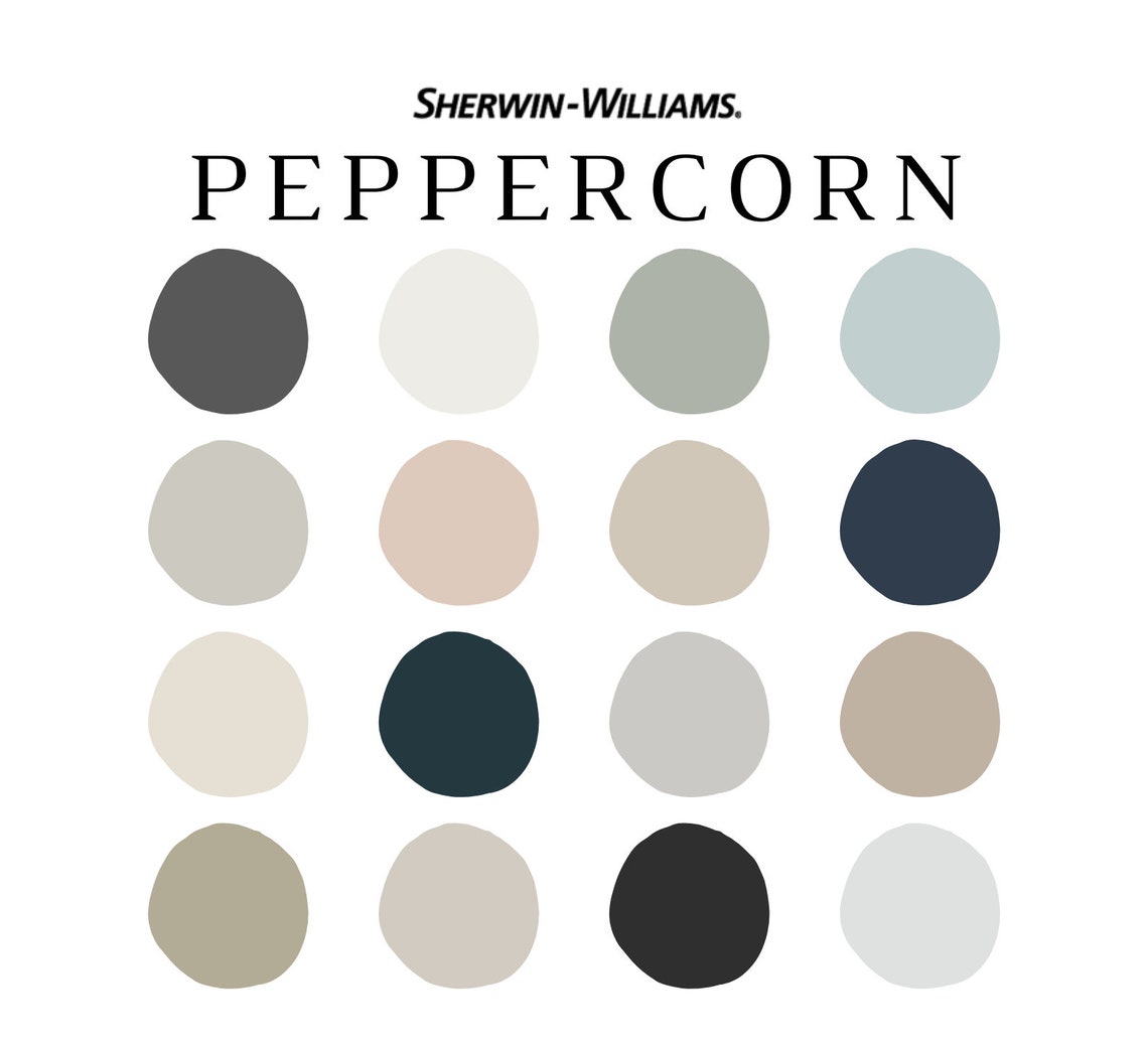 Sherwin Williams PEPPERCORN Color Palette Best Selling Gray - Etsy