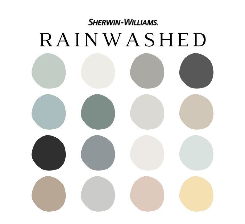 Sherwin Williams RAINWASHED Paint Color Palette Interior and Etsy
