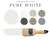 Sherwin Williams PURE WHITE Paint, Color Palette Country Home, Coordinating Paint for Rooms & Whole House, Bathroom Cabinet Color, SW Whites