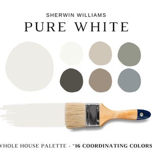 Sherwin Williams PURE WHITE Paint, Color Palette Country Home, Coordinating Paint for Rooms & Whole House, Bathroom Cabinet Color, SW Whites
