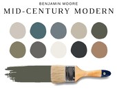MID-CENTURY MODERN Benjamin Moore Color Palettes, Benjamin Moore Mid-Century Modern Paint Colors, Mcm Decoration Home, Living Room Decor