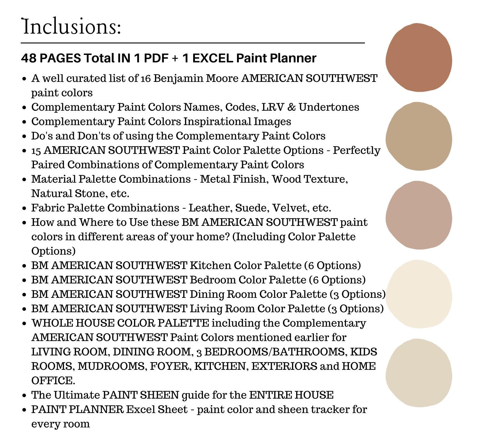 Paleta de colores Benjamin Moore del suroeste americano, paleta de colores  terrosos, colores cálidos, paleta de colores Sedona, interiores desérticos  modernos - Etsy México, image size:1588x1447