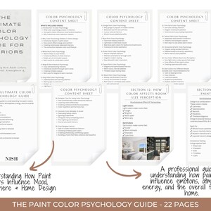 Puede incluir: Una gu&iacute;a titulada "The Ultimate Color Psychology Guide for Interiors" con hojas de contenido. La gu&iacute;a explica c&oacute;mo los colores de pintura influyen en el estado de &aacute;nimo, la atm&oacute;sfera y el dise&ntilde;o del hogar. La gu&iacute;a tiene 22 p&aacute;ginas.