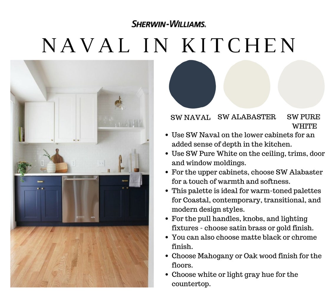 Sherwin Williams NAVAL Color Palette Modern Interior Paint Etsy