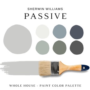 Sherwin Williams PASSIVE Interior Paint, Passive Grey Paint, Home Paint Colors, PASSIVE Whole House Color Palette, Extra White, Gray Colors