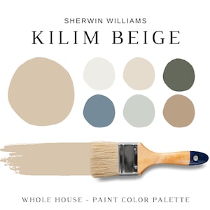Sherwin Williams KILIM BEIGE Color Palette, Modern Neutral House Paints, Interior Wall Paint, Neutral Paint Color, Warm Neutrals, SW Creamy