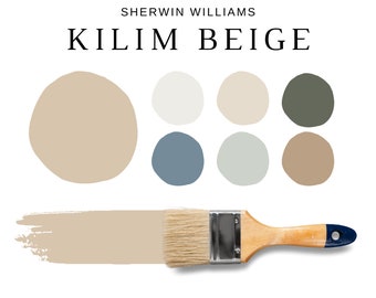 Sherwin Williams KILIM BEIGE Color Palette, Modern Neutral House Paints, Interior Wall Paint, Neutral Paint Color, Warm Neutrals, SW Creamy