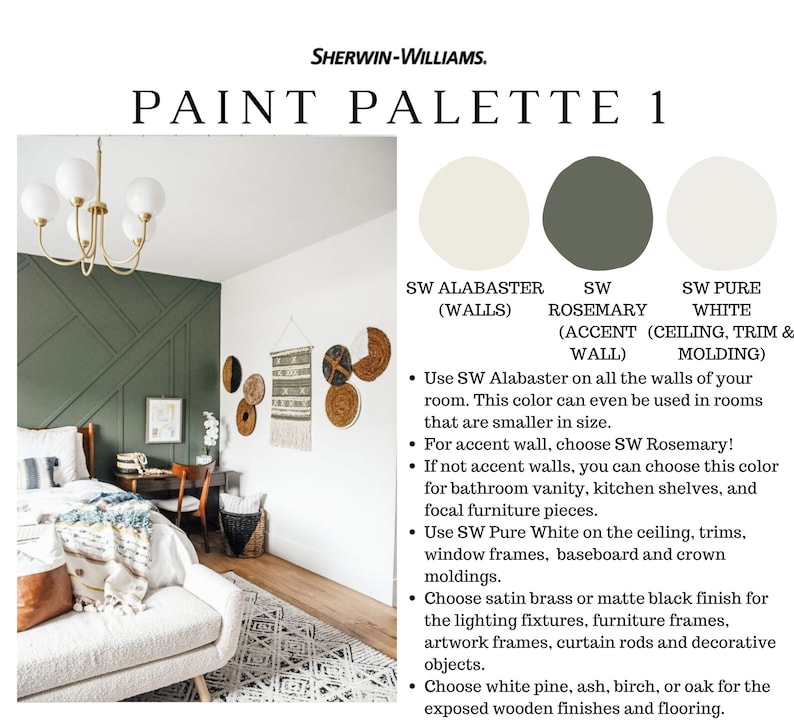 MID-CENTURY MODERN Color Palette Sherwin Williams - Etsy