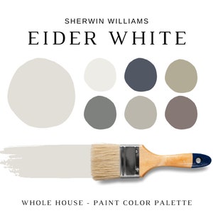 Sherwin Williams EIDER WHITE Paint Palette, Modern Neutrals, Eider White Paint Whole House Palette, SW Eider White Color Palette, Pure White image 1