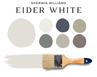 Paleta de pintura Sherwin Williams EIDER WHITE, neutros modernos, paleta de pintura blanca Eider para toda la casa, paleta de colores blancos SW Eider, blanco puro