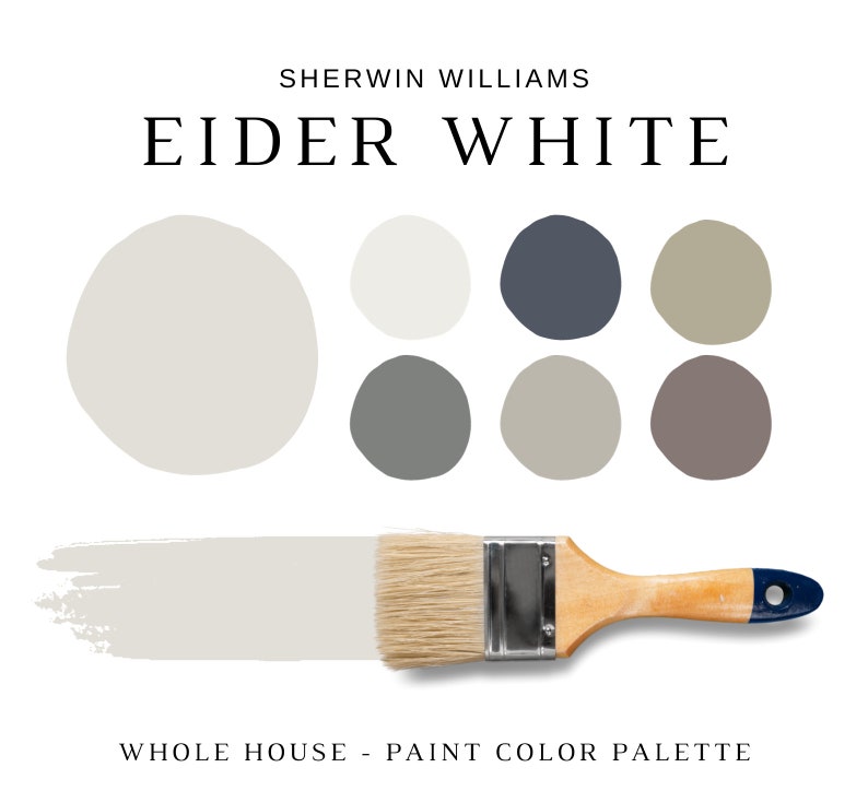 Sherwin Williams EIDER WHITE Paint Palette, Modern Neutrals, Eider White Paint Whole House Palette, SW Eider White Color Palette, Pure White image 1