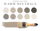 WARM NEUTRALS Sherwin Williams Paint Colors, Warm Beige Paint Colors, Modern Neutrals Warm Paint Colors, Warm Gray Paint, Whole House Paint