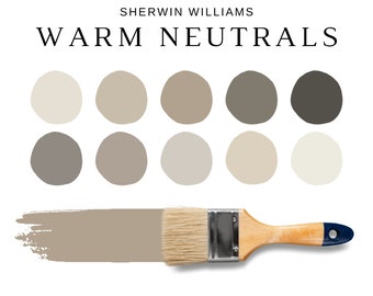 WARM NEUTRALS Sherwin Williams Paint Colors, Warm Beige Paint Colors, Modern Neutrals Warm Paint Colors, Warm Gray Paint, Whole House Paint
