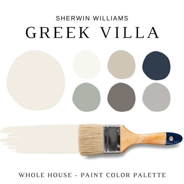 Palette de peinture Sherwin Williams GREEK VILLA, couleurs de peinture de cabine, couleurs les plus vendues Sherwin Williams, couleurs de peinture coordonnées pour les pièces