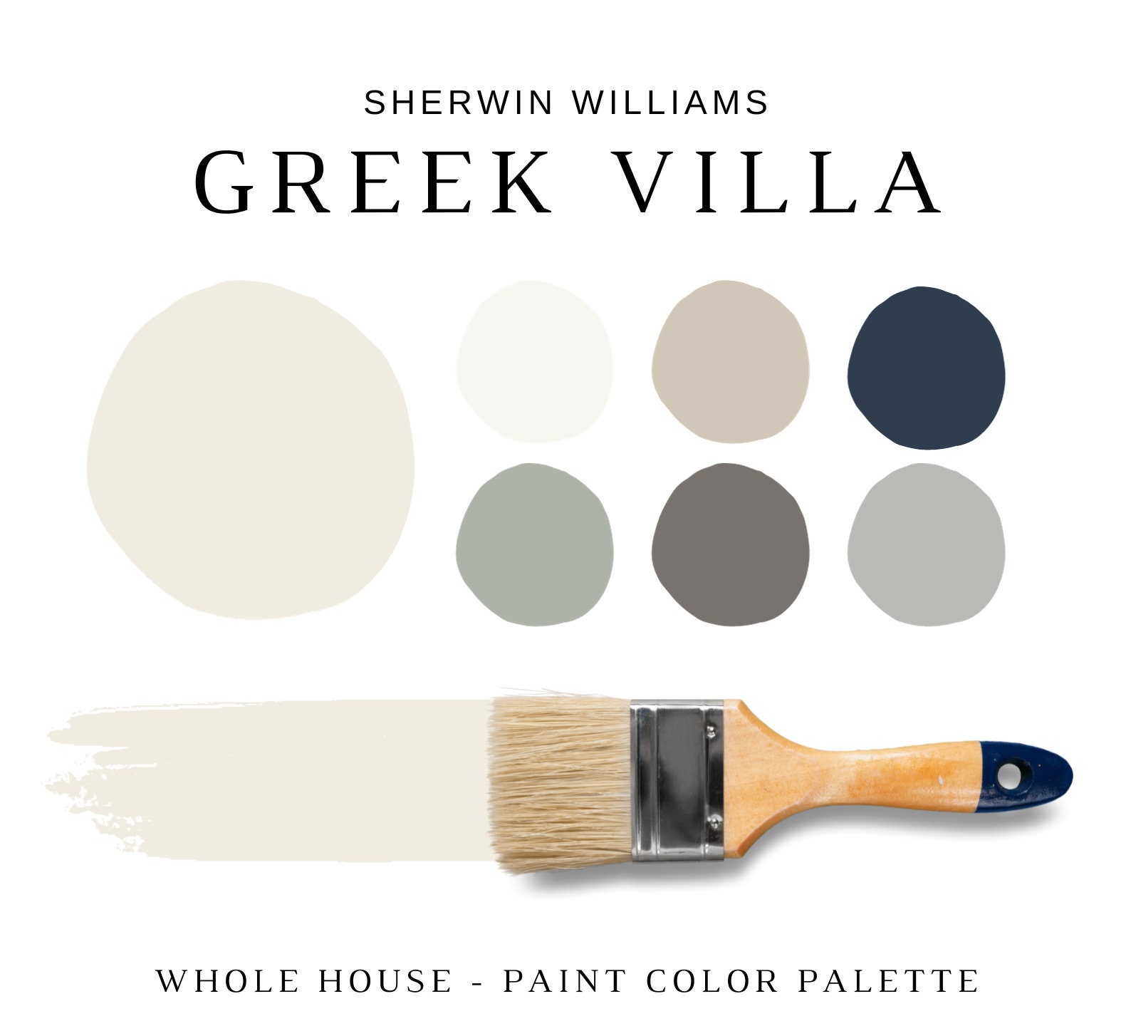 Sherwin Williams GREEK VILLA Paint Palette, Warm White Paint Colors ...
