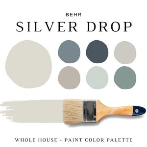 Behr SILVER DROP Color Palettes, Greige Exterior, Coordinating Paint for Rooms, Cabinet & Whole House, Neutral Cozy Home, Gray Color Palette