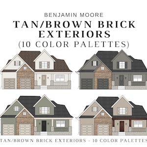 Benjamin Moore EXTERIOR Color Palette for BROWN BRICK, Tan Brick Exterior Color, Tan Brick Color Scheme, Color Idea for Tan Brick Exterior