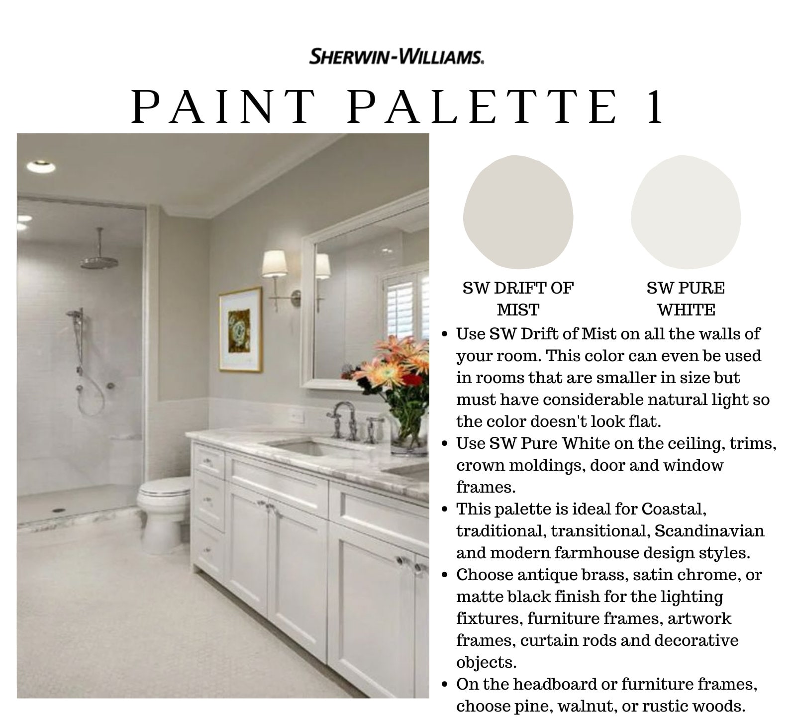 Sherwin Williams DRIFT OF MIST Greige Paint Color Interior Etsy