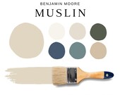 Benjamin Moore MUSLIN Color Palette, Modern Color Scheme, BM MUSLIN Coordinating Colors for Whole House, Beige Paint Colors, Interior Design