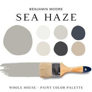 Benjamin Moore SEA HAZE Color Palettes, Benjamin Moore Green Paint, BM Sea Haze Coordinating Colors for Whole House, Interior Paint Colors