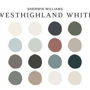 Sherwin Williams WESTHIGHLAND WHITE Coordinating Colors, Paint Color Palette, WHOLE House Paint Colors, Modern home color scheme, Neutrals image 2