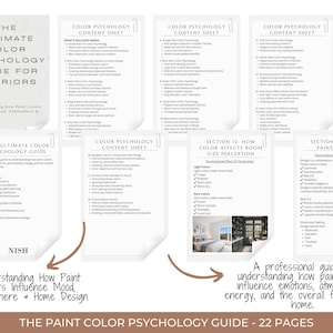 May include: A guide titled "The Ultimate Color Psychology Guide for Interiors" with content sheets. The guide explains how paint colors influence mood, atmosphere, and home design. The guide is 22 pages long.