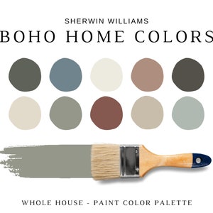 Sherwin Williams BOHO Color Palette, BOHO Paint Colors, Boho Farmhouse, Earthy Boho Wall Paint Colors, BOHO Paint Scheme for the Whole House