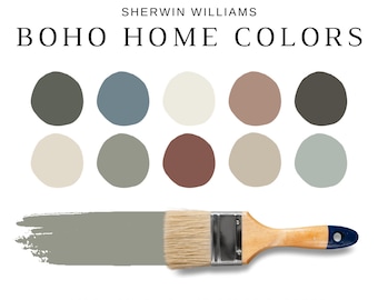 Sherwin Williams BOHO Color Palette, BOHO Paint Colors, Boho Farmhouse, Earthy Boho Wall Paint Colors, BOHO Paint Scheme for the Whole House