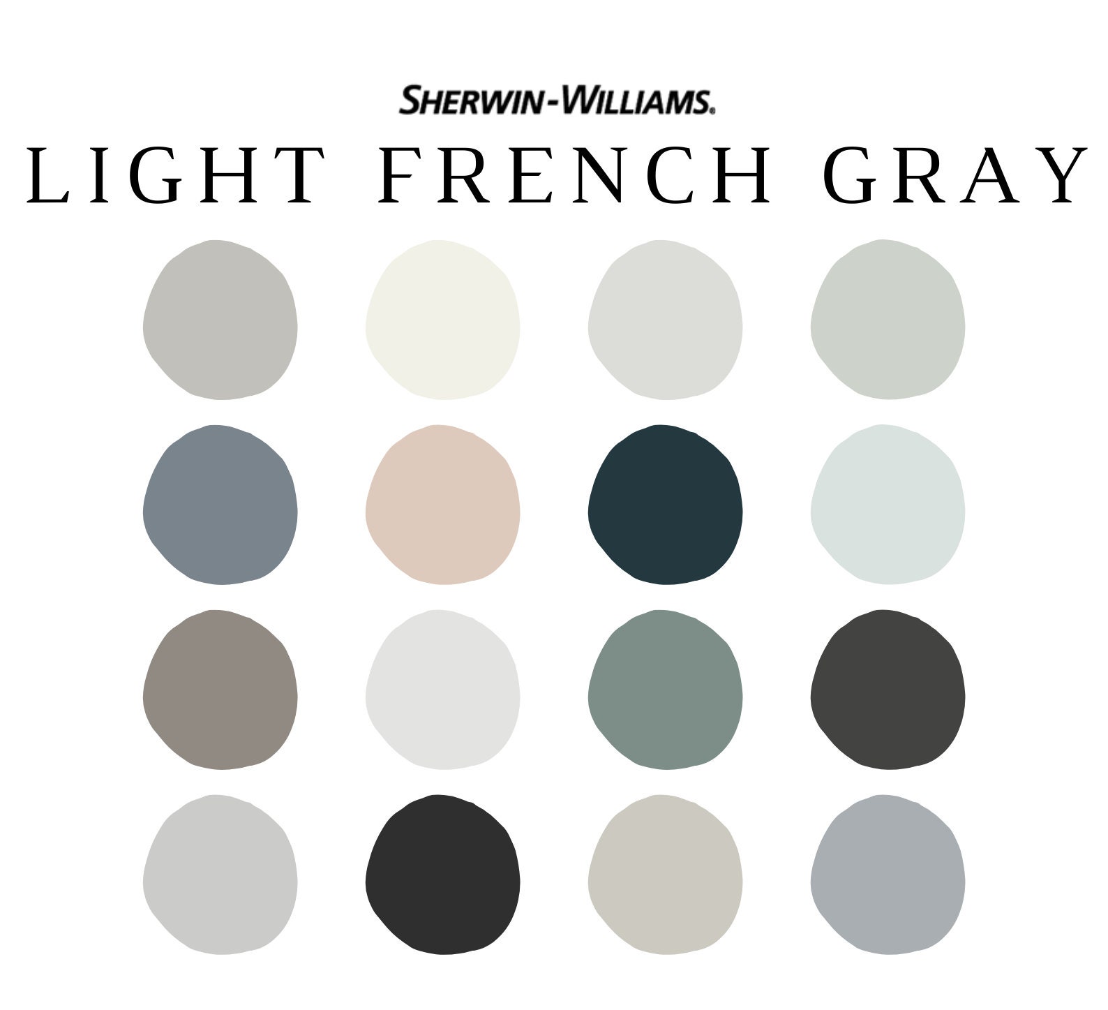 Sherwin Williams LIGHT FRENCH GRAY Paint Palette Best Sherwin Etsy