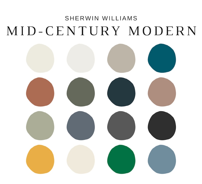 MID-CENTURY MODERN Color Palette, Sherwin Williams Mid-century Modern ...