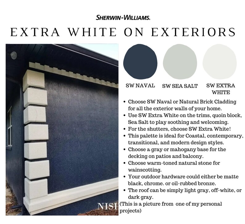 EXTRA WHITE Color Palette Sherwin Williams Best White Wall Etsy