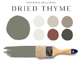 Sherwin Williams DRIED THYME Color Palette, Dried Thyme Complementary Colors for WHOLE House, Sage Green Palette, Green Home Paint Colors