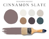 Benjamin Moore CINNAMON SLATE Color Palette, 2025 Paint Color, Cinnamon Slate Coordinating Colors for Whole House, Moody Color Palette, Glam