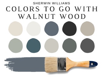 Sherwin Williams Best Neutrals For WALNUT Hardwood Floors and Cabinets, WALNUT Wood Stain, Walnut Wood Colors, Whole House Color Scheme