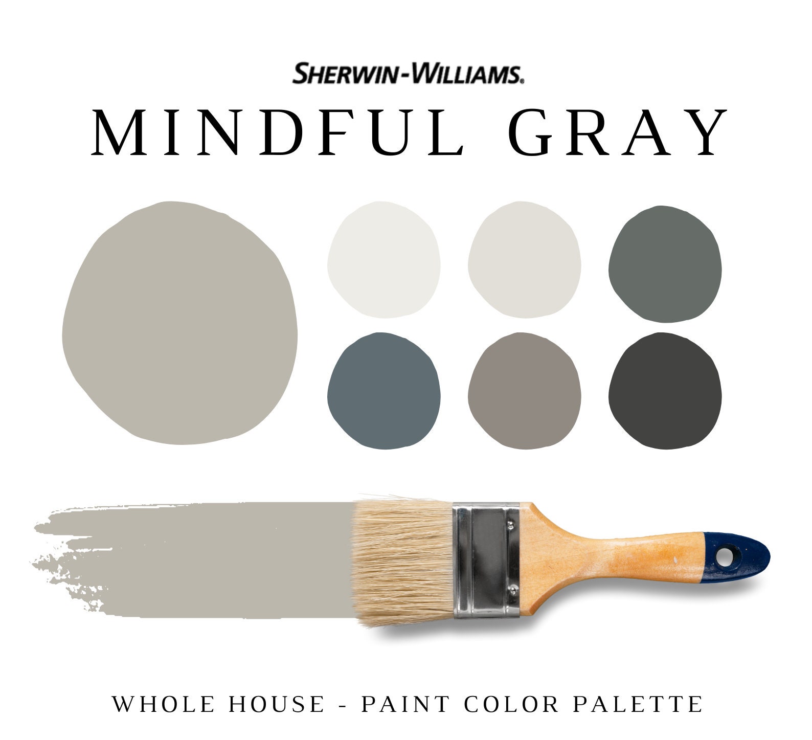 Sherwin Williams MINDFUL GRAY Coordinating Colors for the Etsy