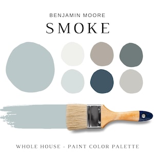 Benjamin Moore SMOKE Color Palettes, Coastal Color Scheme, Smoke Coordinating Colors for Whole House, Modern Coastal Paint Palette, 2122-40